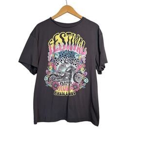 Modernlux Women's Festival Rocks Music & Soul Oversized Graphic Tee Size XL Gray